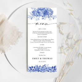 Blue Porcelain Blommigt Chinoiserie Bröllop Meny