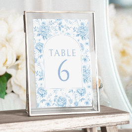 Blue porcelain boho blommigt bröllop bordsnumren inbjudningar