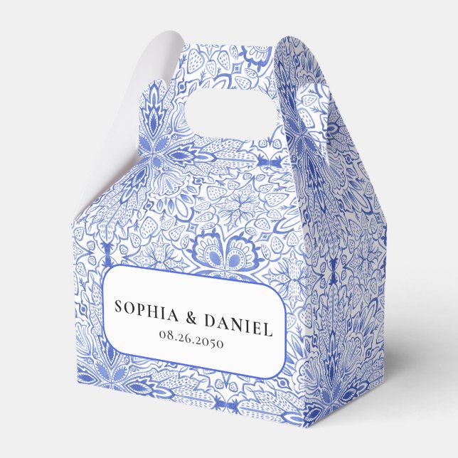 Blue Porcelain Bröllop Presentaskar (Framsidan Sidan)