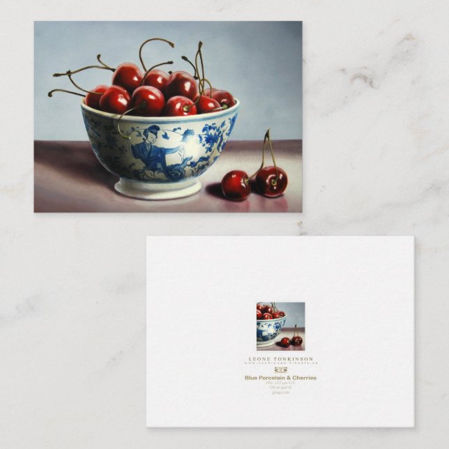 Blue Porcelain & Cherries Anteckningskort (Fram/baksida)