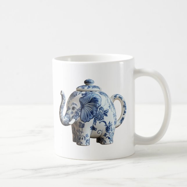 Blue Porcelain Elephant Tekanna Kaffemugg (Höger)