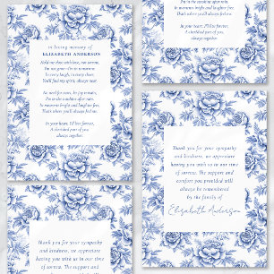 Blue Porcelain Toile Dikt Funeral Tack Kort