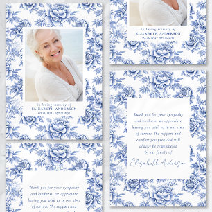 Blue Porcelain Toile Photo Funeral Sympathy Tack Kort