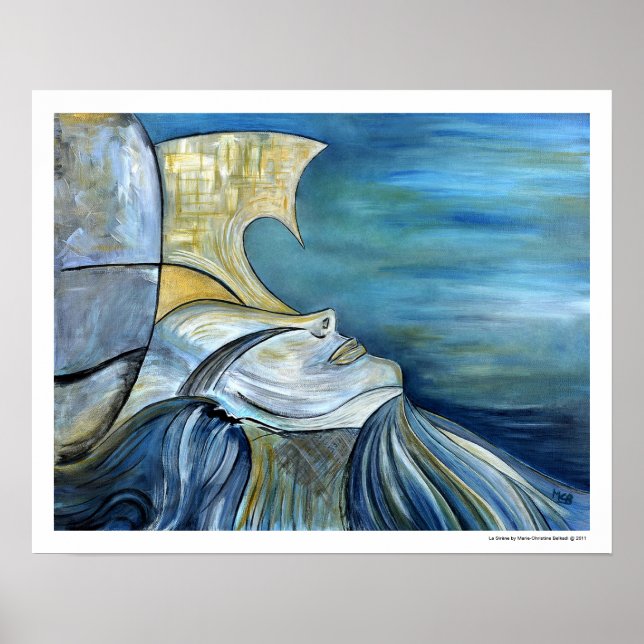Blue Porträtt Sirena Sea Mythical Fantasy Poster (Framsidan)