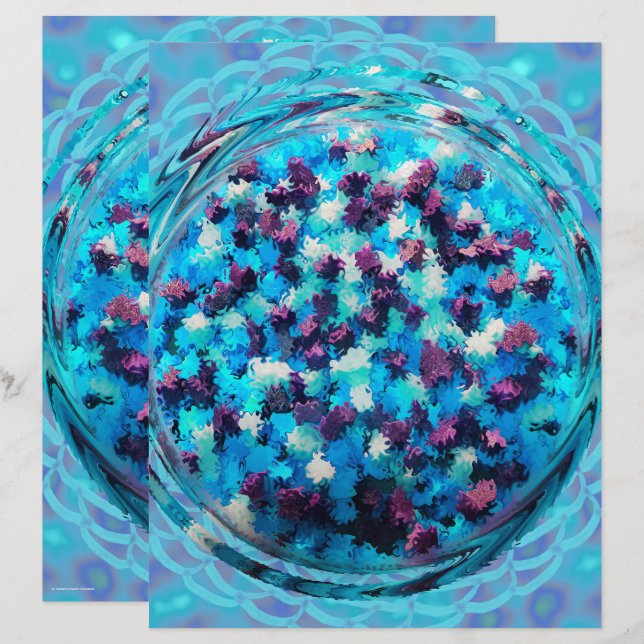 Blue Potpourri Scrapbook Paper 2-Sided Page (Fram/baksida)