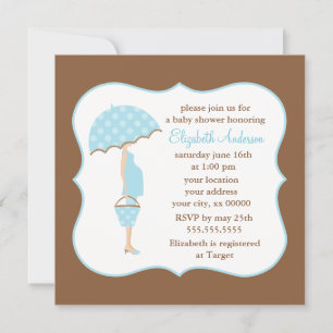 Blue Pregnant Mamma Boy Baby Shower Inbjudningar