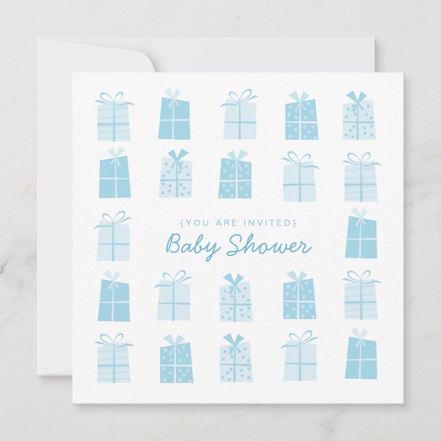 Blue Presenter (Boy) Baby Shower-inbjudan Inbjudningar (Framsida)