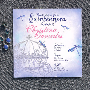 Blue Princess Carriage Quinceañera Inbjudningar