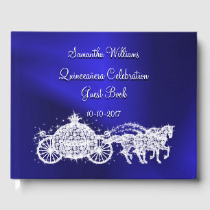 Blue Princess Coach & Horses Quinceañera Gästböcker