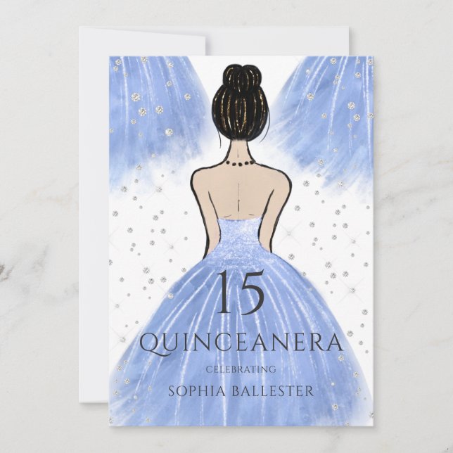 Blue Princess Dress Winter Wonderland Quinceanera Inbjudningar (Framsida)