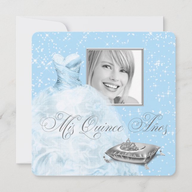 Blue Princess Photo Quinceanera-inbjudan Inbjudningar (Framsida)