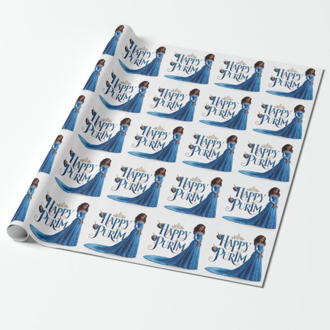 Blue Princess Purim Wrapping Papper Presentpapper (Utrullad)