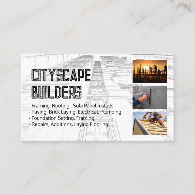 Blue Prints | Construction Contractors Visitkort (Framsida)