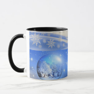 Blue Pristine Snöflingor Mugg för Pappa