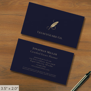 Blue Professionell Luxury Guld Quill Logotyp Visitkort