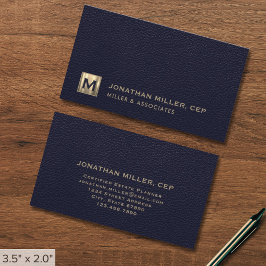 Blue Professionell Luxury Initial Logotyp Visitkort