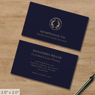 Blue Professionell Luxury Laurel Logotyp Visitkort