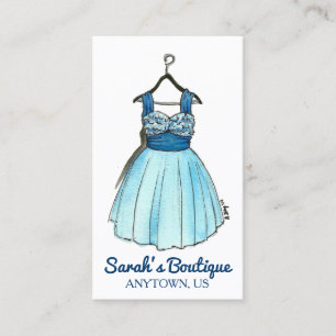 Blue Prom Party Dress Shop Mode Boutique Stil Visitkort