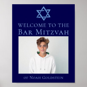 Blue Pub Mitzvah Photo Star of David Party Poster