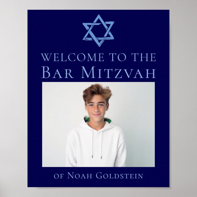 Blue Pub Mitzvah Photo Star of David Party Poster (Framsidan)