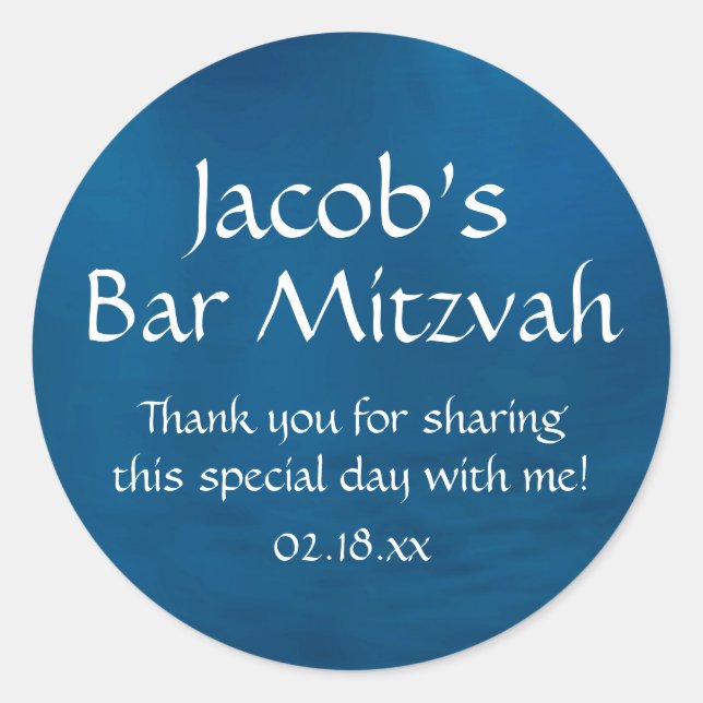 Blue Pub Mitzvah Runt Klistermärke (Framsida)