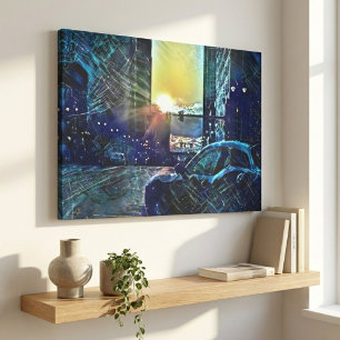 Blue Pulse Detroit Sunset - Electric City Vibes Canvastryck