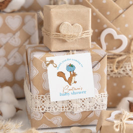 Blue Pumpkin and Squirrel Pojke Baby Shower Gåvor Etiketter