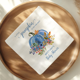 Blue Pumpkin Autumn Floral Baby Shower Pappersservett