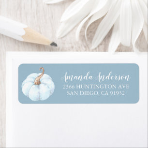 Blue Pumpkin Baby Shower Adress Returadress Etikett