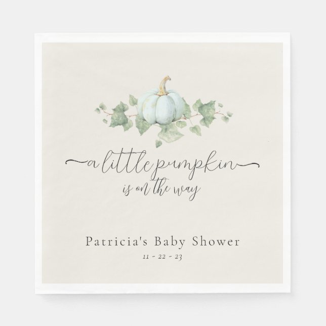 Blue Pumpkin Baby Shower Gender Neutral Napkins Pappersservett (Framsidan)