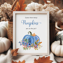 Blue Pumpkin Baby Shower Gissa hur många Pumpkins  Poster