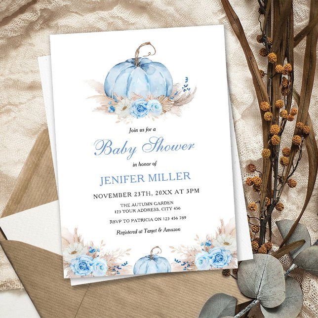 Blue Pumpkin Baby Shower Inbjudningar (Skapare uppladdad)