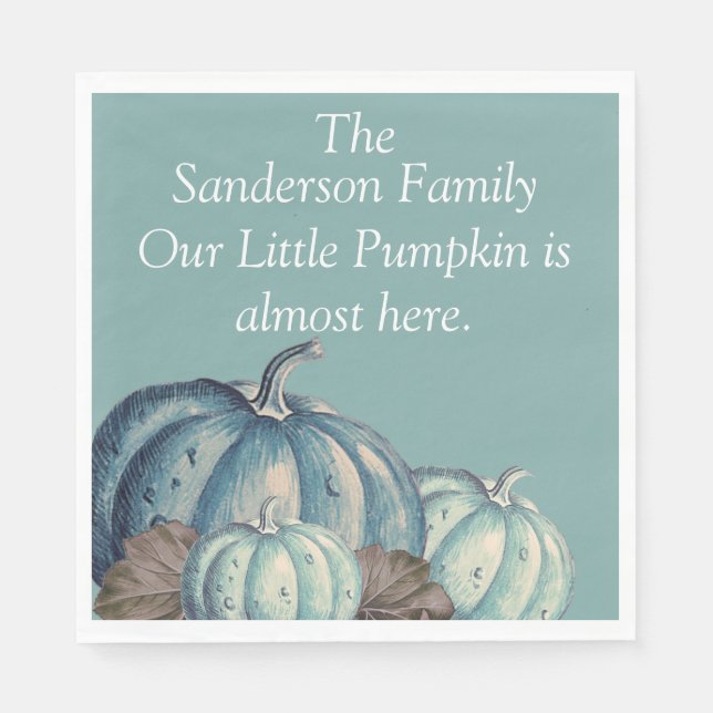 Blue Pumpkin Baby Shower Pappersservett (Framsidan)