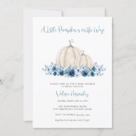 Blue Pumpkin Bilingual Spain English Baby Shower Inbjudningar