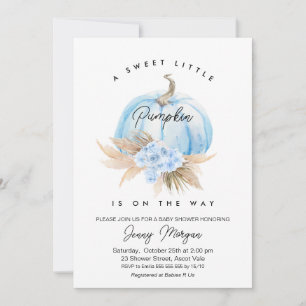 Blue Pumpkin Boho Blommigt Boys Baby Shower Inbjudningar