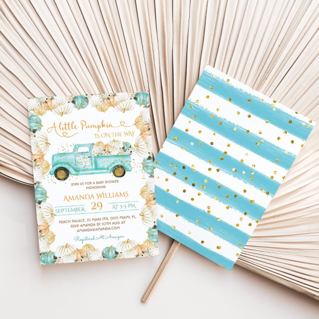 Blue Pumpkin Boy Shower Inbjudningar (Skapare uppladdad)