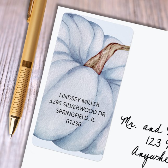 Blue Pumpkin Boy Shower Returadress Adressetikett (Blue pumpkin boy baby shower return address labels)