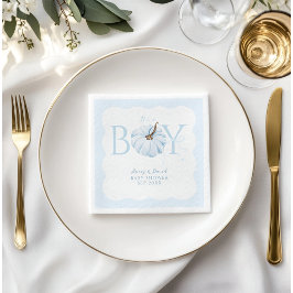 Blue Pumpkin Det är en pojk Modern Fall Baby Showe Pappersservett