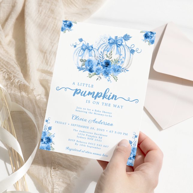 Blue Pumpkin Fall Baby Shower Inbjudningar (Skapare uppladdad)