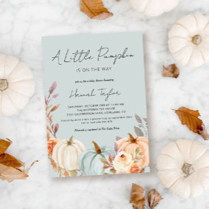 Blue Pumpkin Fall Baby Shower Inbjudningar