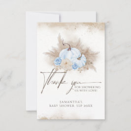 Blue Pumpkin Fall blommigt Boho Pampas Baby Shower Tack Kort