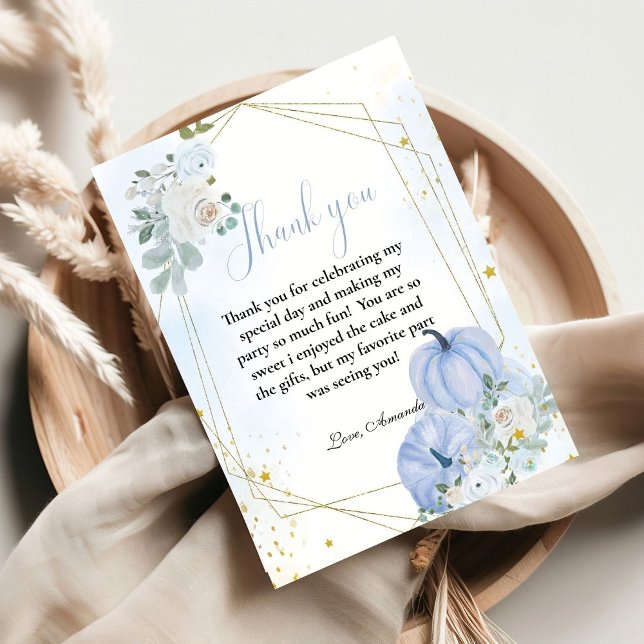 Blue Pumpkin Fall Boy Shower Tack för kortet Inbjudningar (Skapare uppladdad)