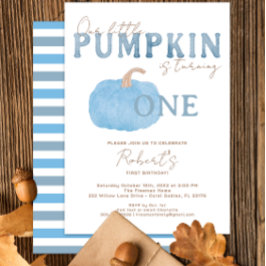 Blue Pumpkin First Birthday Inbjudan