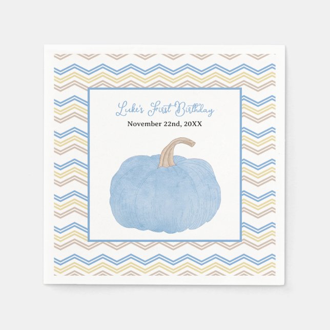 Blue Pumpkin First Birthday Napkins Pappersservett (Framsidan)