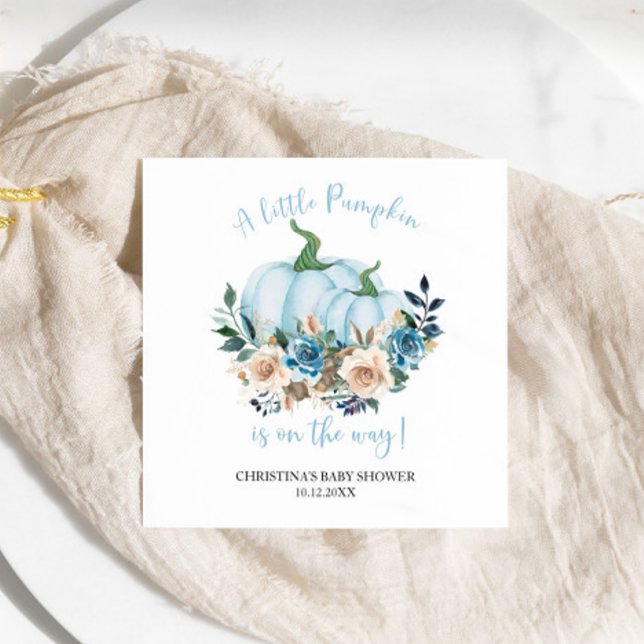 Blue Pumpkin Floral Boy Baby Shower Pappersservett (Skapare uppladdad)