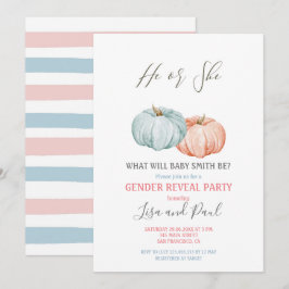 Blue Pumpkin Han eller hon Gender Reveal Inbjudningar