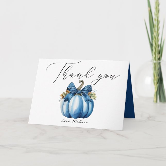Blue Pumpkin | Höstbabystövel Tack Kort (Framsida)