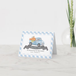 Blue Pumpkin Lastbil Gingham Boy Shower Tack Kort