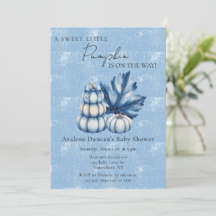 Blue Pumpkin och Löv Boy Baby Shower Inbjudningar