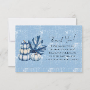 Blue Pumpkin och Löv Boy Baby Shower Tack Kort
